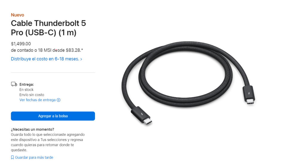 Apple estrena cable Thunderbolt con costo de un teléfono Android